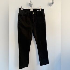 Frame Denim Women's Le High Straight Cropped Black Jeans